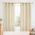 YoungsTex Warm Beige Linen Curtains 63 Inch Length 2 Panels, Light Filtering by YoungsTex