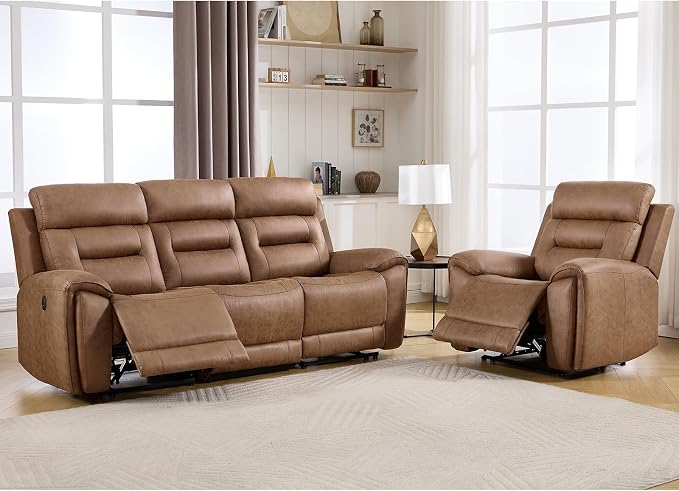 ANJ 2-Piece Oversied Faux Leather Power Recliner Sofa Set by ANJ