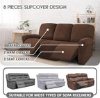ULTICOR Velvet 8-Pieces Recliner Sofa Covers Stretch Reclining Couch Covers - Image 2