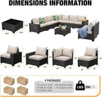 JOYURE 10 Pieces Patio Furniture Set All-Weather Outdoor Wicker Sectional - Image 3