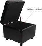 H&B Luxuries Tufted Leather Square Flip Top Storage Ottoman Cube Foot Rest - Image 4