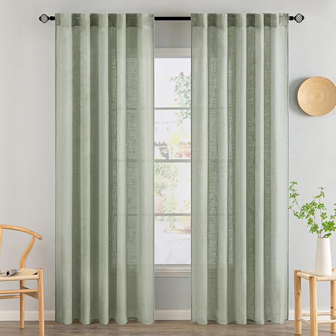 MIULEE Sage Linen Curtains 52x84 Inch Long by MIULEE