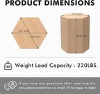 H 18.9in Hexagonal Natural Wood Side Table, Farmhouse Coffee Table - Image 3