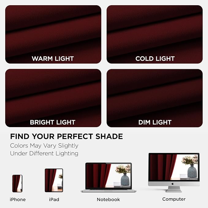 Joydeco Blackout Curtains for Bedroom 45 Inch Drapes 2 Panels Burgundy | - Image 6