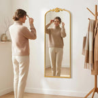Besdomus Antique Full Length Mirror: 21"x56" French Gleaming Gold Arched Full - Image 3