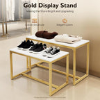 2pcs Gold Retail Display Nesting Tables, Shoes Handbag Metal Display Riser Shelf - Image 4