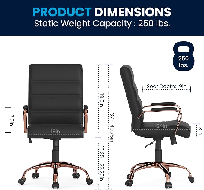 Flash Furniture Whitney Mid-Back Swivel LeatherSoft Desk Chair - Image 3