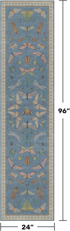 Blue Boho Hallway Runner Rug 2x8, Washable Non Slip Rug - Image 2