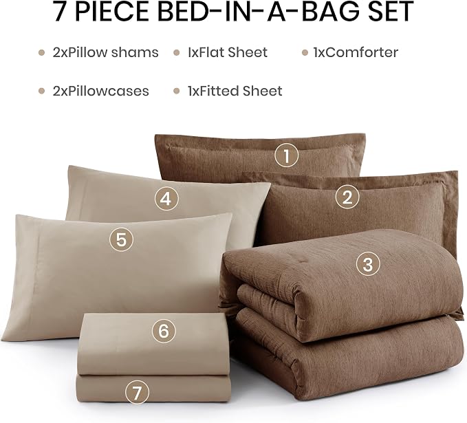Monbix California King Comforter Set, Bed in a Bag 7 Pieces - Image 7