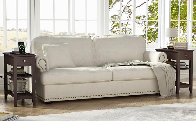 ChooChoo Narrow End Table with Charging Station, Side Table Living Room with - Image 7
