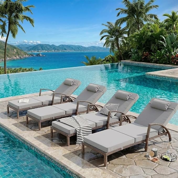 GarveeLife Outdoor Wicker Chaise Lounge Chair - Image 3