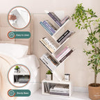 Yoobure Tree Bookshelf, 6 Tier Small Book Shelf Retro Floor Standing Bookcase - Image 8
