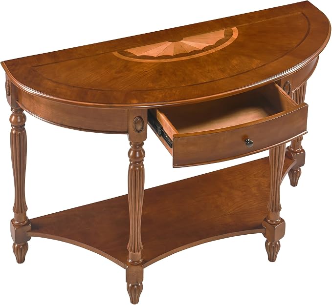 PADMA HOUSE Traditional Wood Semi-Circle Sofa Table - Image 4