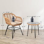 3 Piece Outdoor Wicker Furniture Bistro Set, Rattan Chairs Conversation Sets - Image 3