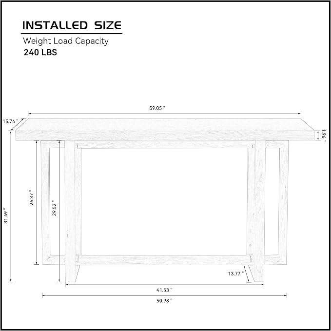 Console Table 59.05" Wood Narrow Entryway Modern Extra Long Decorative Sofa - Image 2