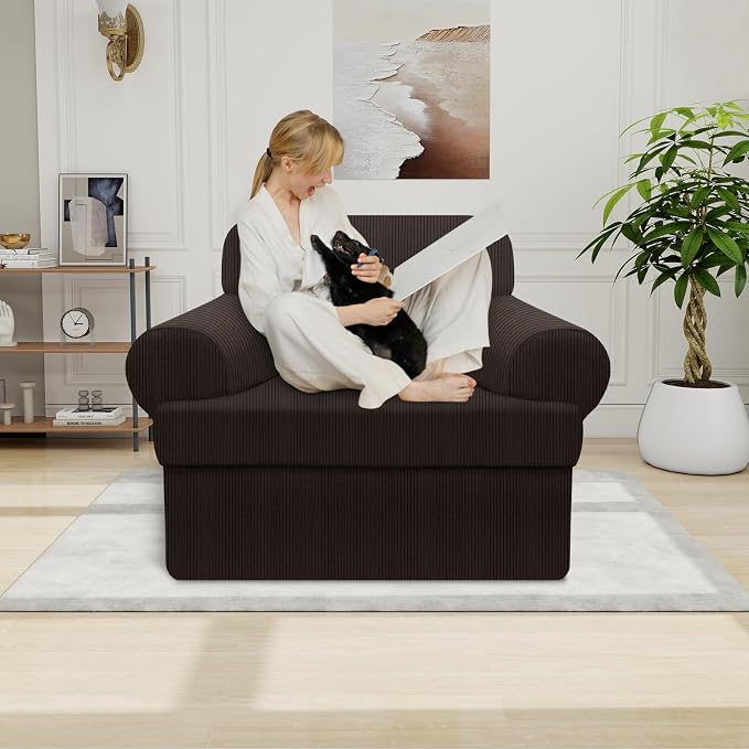Waterproof Chair Cover with Arms 2-Piece Set Striped Slipcover - Image 2