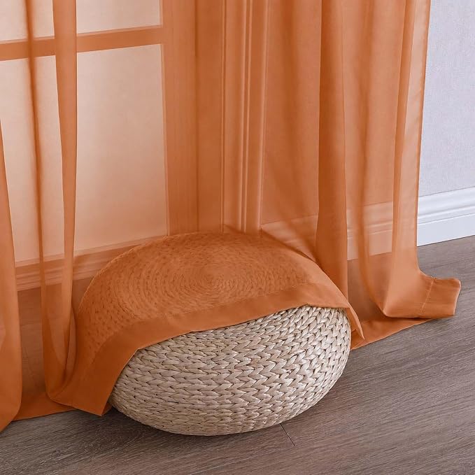 Orange Bedroom Curtains 2 Panel Sets 90 Inch Length, 59 Inch Extra Wide Light - Image 6