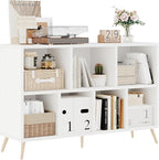 7-Cube Storage Organizer with Natural Wood Legs, Mid-Century Modern Bookcase by Flrrtenv