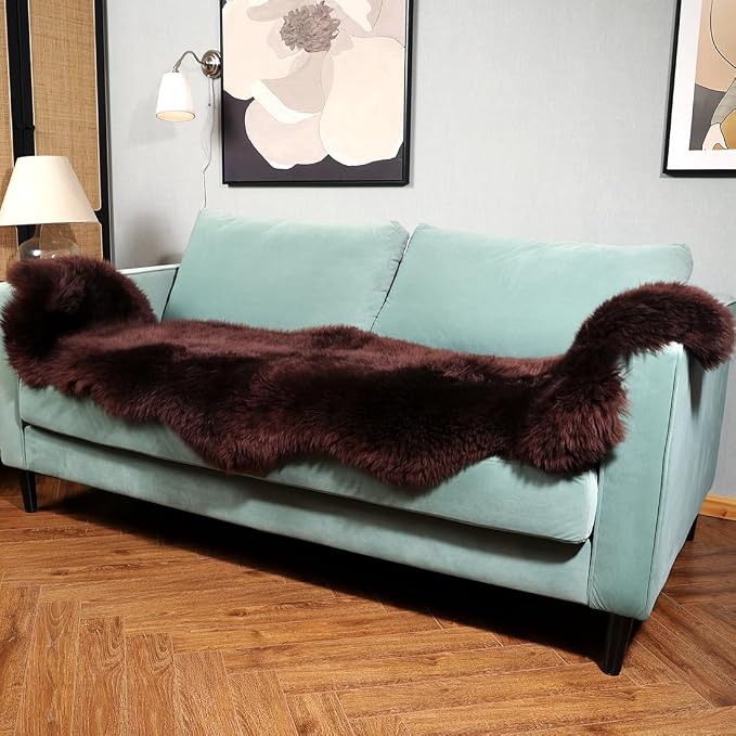 IRIWOOL Premium Genuine Fur Sheepskin Rug Real Australia Sheepskin Natural - Image 5
