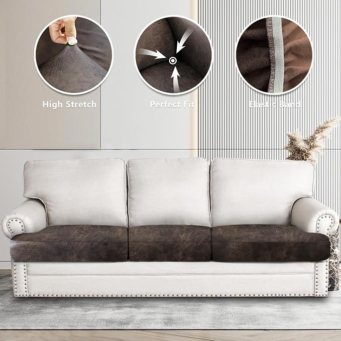 ANARACHON Leather Look Couch Cushion Covers Sofa Seat Slipcovers Sets Couches - Image 6