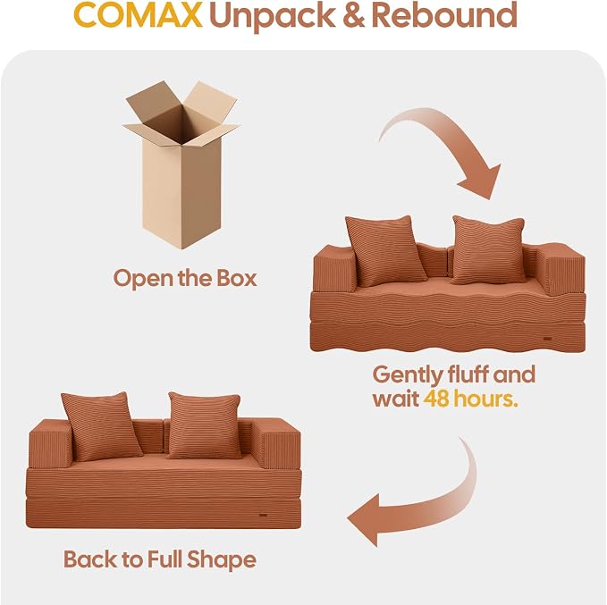COMAX Futon Sofa Bed, 4‑in‑1 Convertible Sofa Bed, Folding Boneless Couches - Image 6