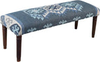 LR Home Blue/Ivory Handmade Upholstered Bench - Image 4
