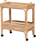 Bali & pari Lombok Modern Bohemian Natural Rattan 2-Tier Wine Cart by balipari