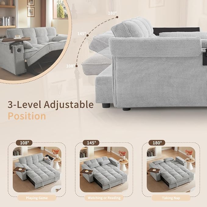Auvsoce 65'' Convertible Sleeper Sofa Bed - Image 7