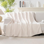 Beige Throw Blanket by LUSSENAHOME