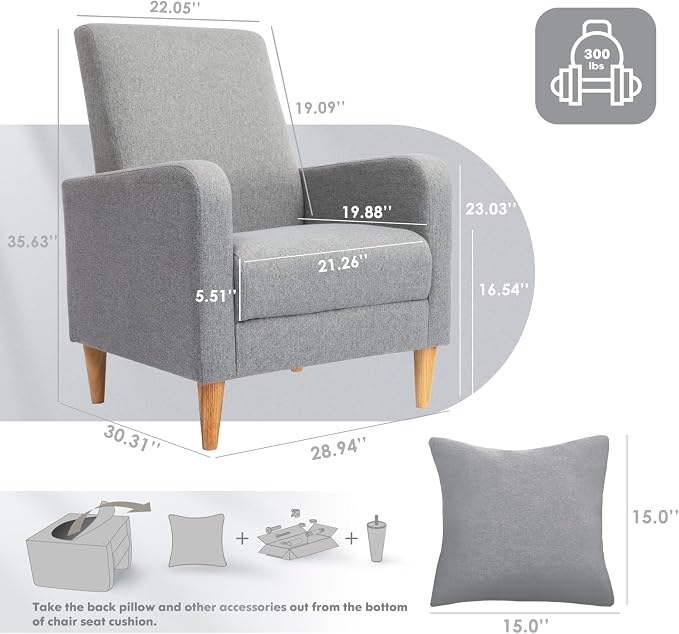 COLAMY Mid-Century Modern Upholstered Accent Chair - Image 2