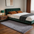 Blue Grey Rabbit Striped Plush Rug 2'x6', Fluffy Shaggy Area Rug by CHOVY