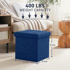 Ornavo Home 2 Pack 15 Inch Folding Storage Ottoman - Image 3
