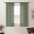 Sage Green Pinch Pleated Linen Semi Sheer Curtains 45 Inch Length 2 Panels | by Twodrapes