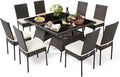 Tangkula 10 Pieces Wicker Patio Dining Set, Outdoor Rattan Table & Chairs Set by TANGKULA