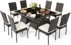 Tangkula 10 Pieces Wicker Patio Dining Set, Outdoor Rattan Table & Chairs Set by TANGKULA