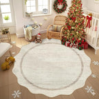 GarveeHome Scalloped Washable Round Rugs Non-Slip Round Rug 4 ft - Image 3