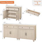 WAMPAT Buffet Cabinet with 4 Doors and 2 Drawers, Large Coffee Bar Table Wood - Image 2