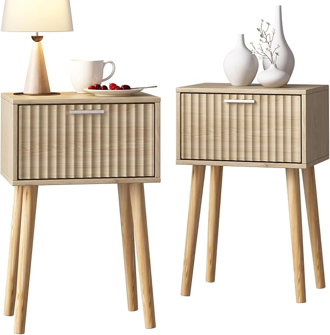 LAATOOREE Nightstands Set of 2, Small Side Table, Bedside Table by LAATOOREE