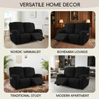 Recliner Loveseat Covers, 4-Piece Stretch Geometric Strokes Jacquard Reclining - Image 7