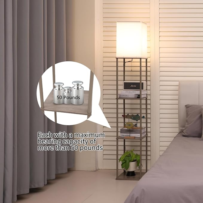 Gupuzm Floor Lamp with Shelves, Modern Square Standing Lamp with 3 Color - Image 4