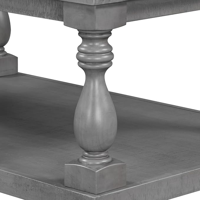 Merax Vintage Coffee Table Featuring Artistic Vase Column Legs and Luxurious - Image 7