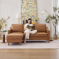 Kingfun 88" L-Shape Sofa, Faxu Leather Sectional Couch, Mid Century Modern by KINGFUN-Anexcitingoption