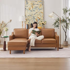Kingfun 88" L-Shape Sofa, Faxu Leather Sectional Couch, Mid Century Modern by KINGFUN-Anexcitingoption