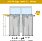 Short Aqua Sheer Curtains 36 Inch Length 2 Panels Set, Kitchen Tiers Curtains - Image 2