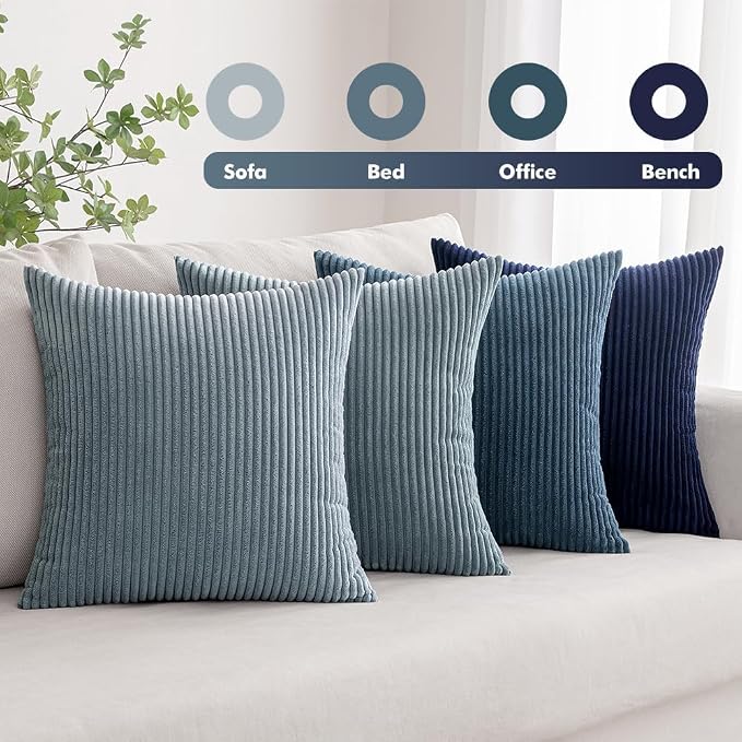MIULEE Soft Corduroy Decorative Throw Pillow Covers Blue Navy Series 24x24 | - Image 5