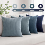 MIULEE Soft Corduroy Decorative Throw Pillow Covers Blue Navy Series 24x24 | - Image 5