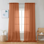 Chyhomenyc Sheer Orange Curtains 90 inches Long 2 Panels, Light Filtering Soft by Chyhomenyc