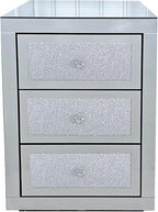 3-Drawer Mirrored Nightstand Bedside Table, Modern Mirrored End Side Table - Image 5