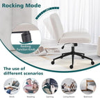 OLIXIS Criss Cross Chair with Wheels Wide Cross Legged Office Desk Vanity Chair - Image 5