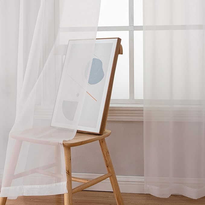 Chyhomenyc Ivory Sheer Curtains 108 Inch Long 2 Panels Set | Light Filtering - Image 7